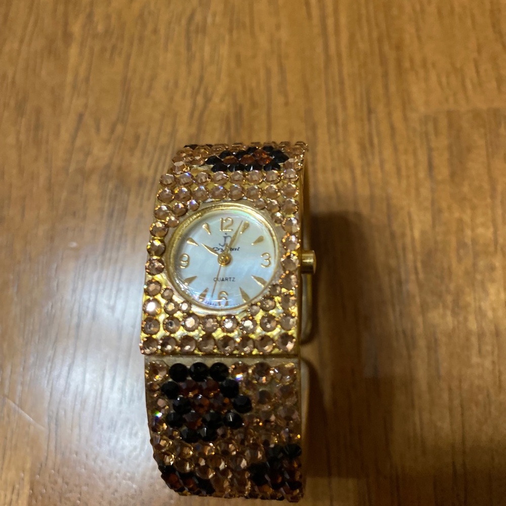 Cache Crystal Animal Print Bracelet Cuff Watch - image 3